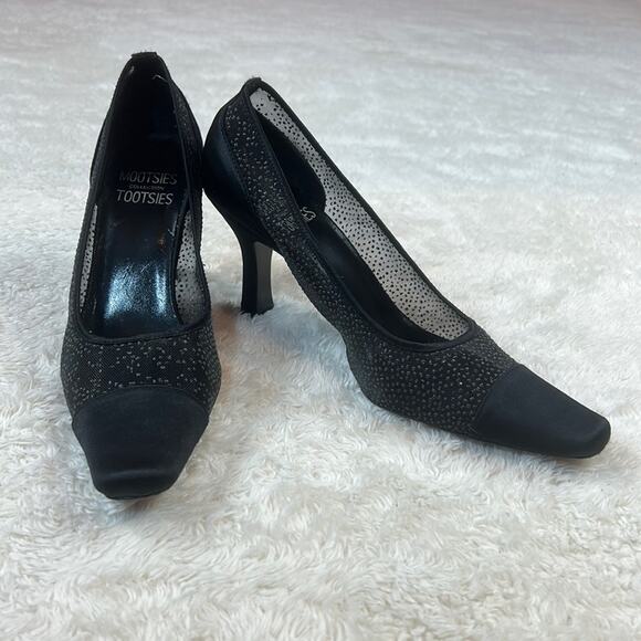 Mootsies Tootsies black square toe Momindi heels, size 7.5 - Picture 1 of 11